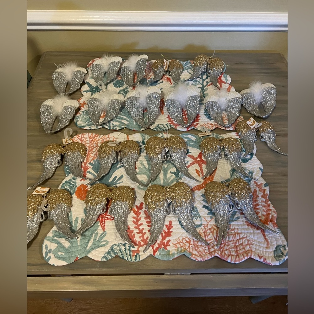 Angel Wing Christmas Ornaments set of 20